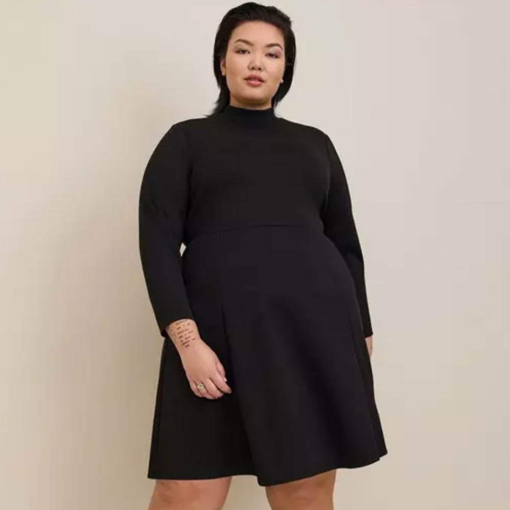 Torrid Mini Studio Cupro Black Mock Neck Knit Dress 1